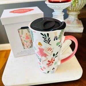 Joyland Ballet Dancer & Nutcracker New Bone China Latte Mug w/Pink Handle (NWT)